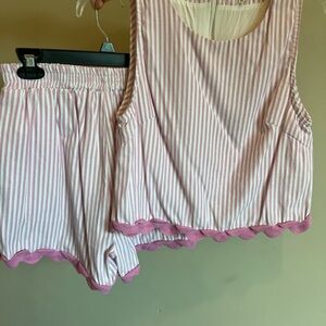 Entro Pink Striped Tank Top Set